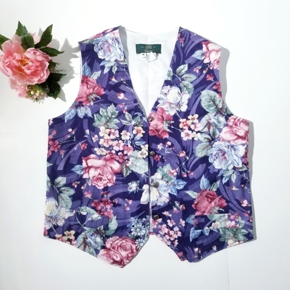 ORVIS Vintage Made in USA Floral Button Vest